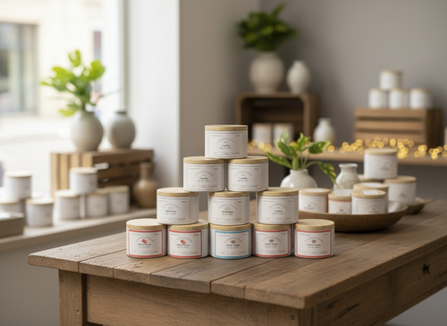 Candle Tins Zoomed in Shop Setting