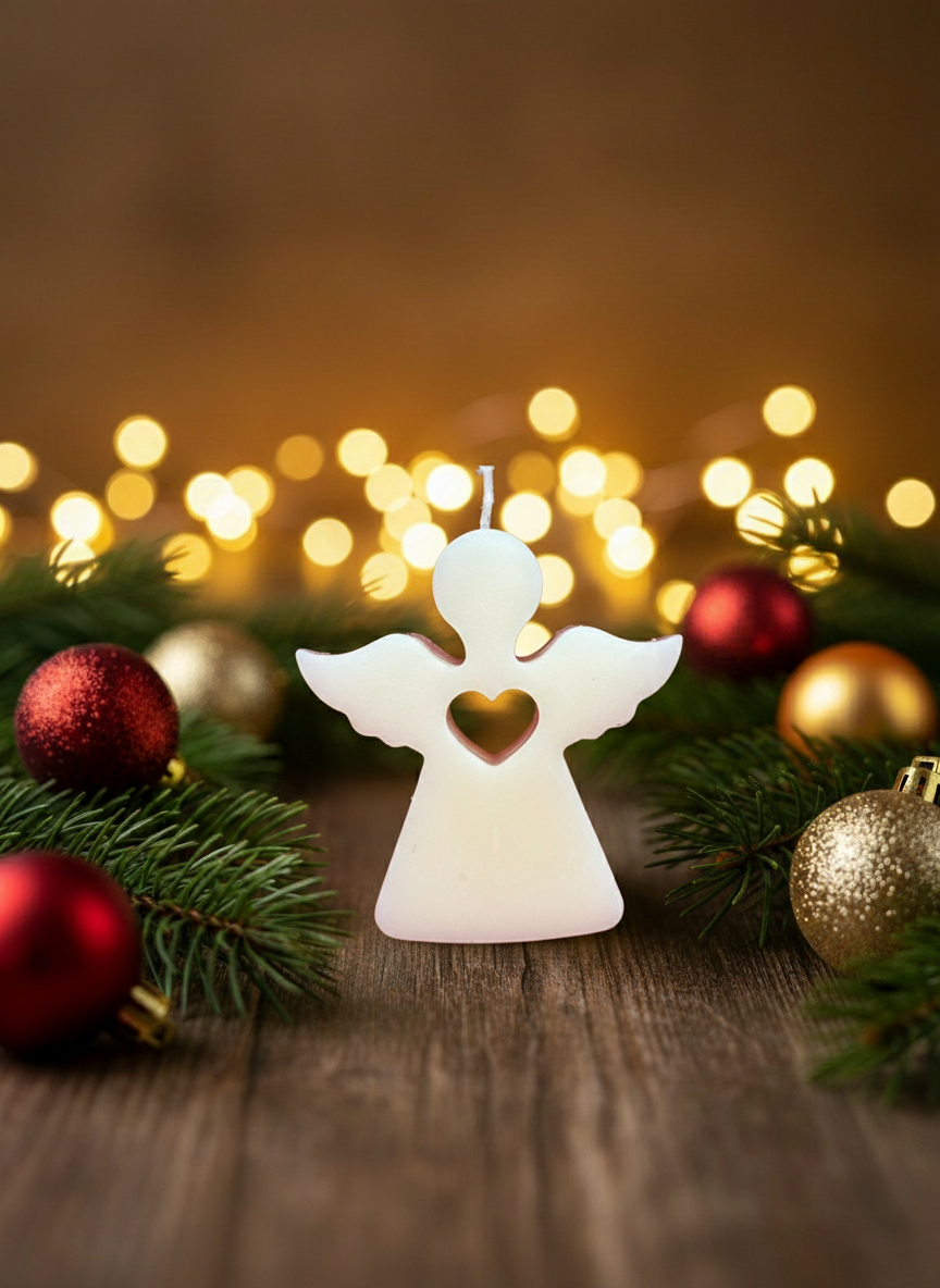 Holy Angel with Festive Christmas Background