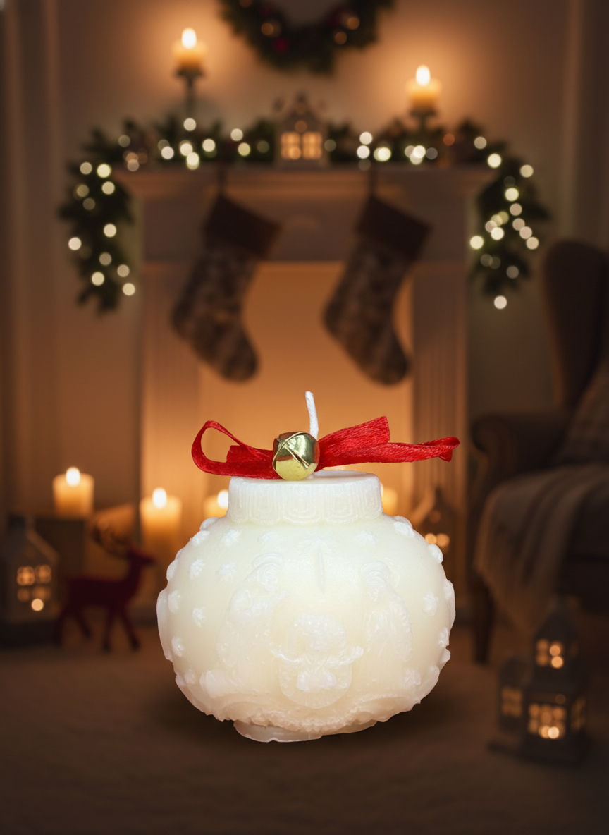 Nativity Bauble - Zoomed with Homely Christmas Background