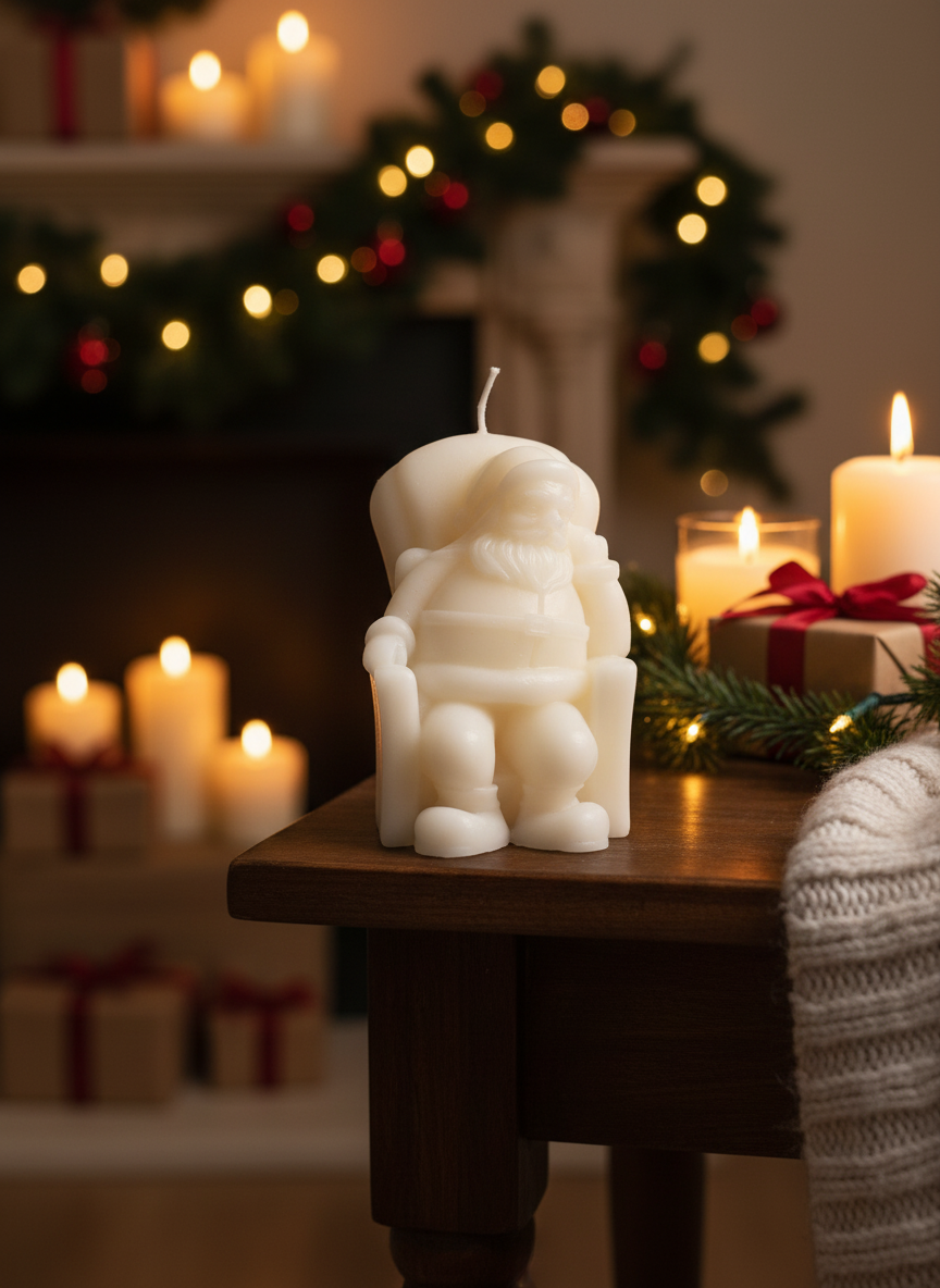Santa's Rocking Chair on Table - Homely Christmas Background